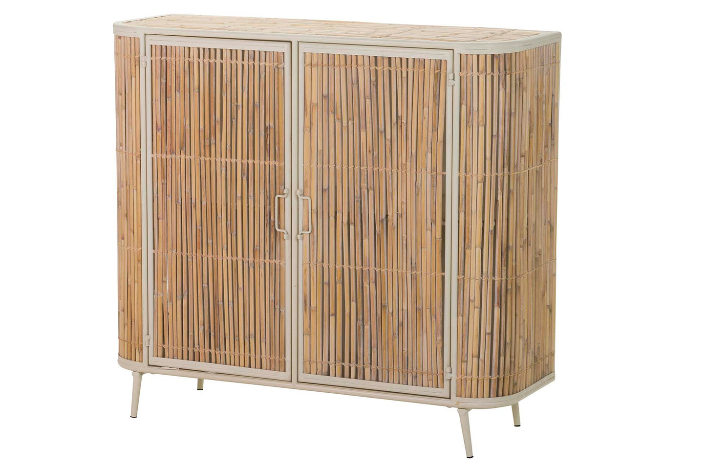 APARADOR METAL BAMBU BEIGE MARRON 100x34x91 CM Ref. 121011