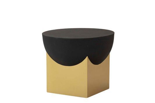 MESA CENTRO METAL DORADO NEGRO AMALA 51x51x43 CM