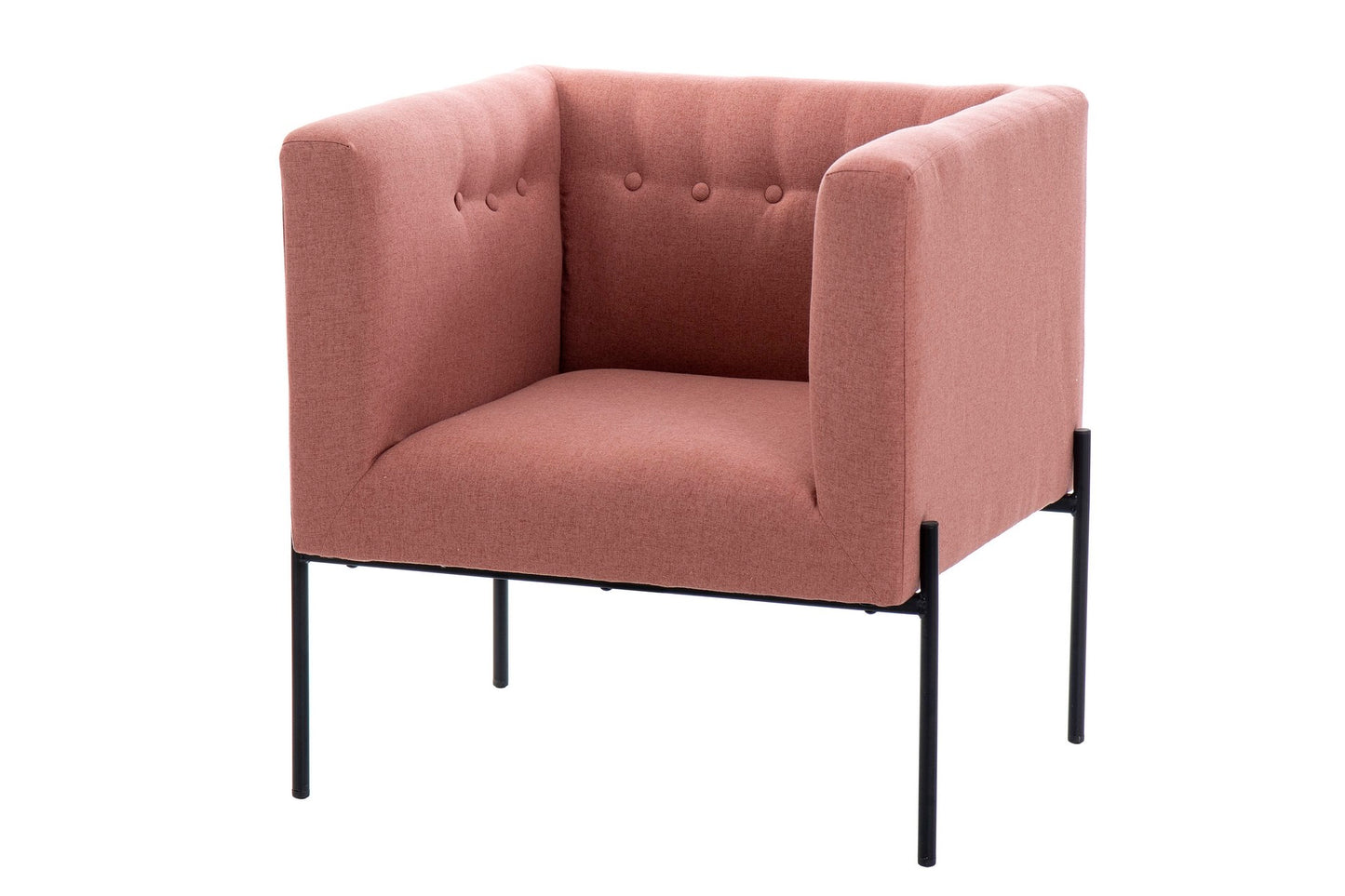 SILLON TEXTIL ROSA C/PATAS METAL NEGRO 70x65x75 CM Ref. 355007