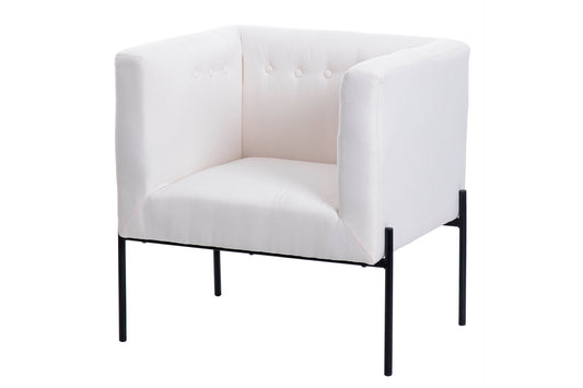 SILLON TEXTIL BLANCO PATAS METAL NEGRO 70x65x75 CM Ref. 355008