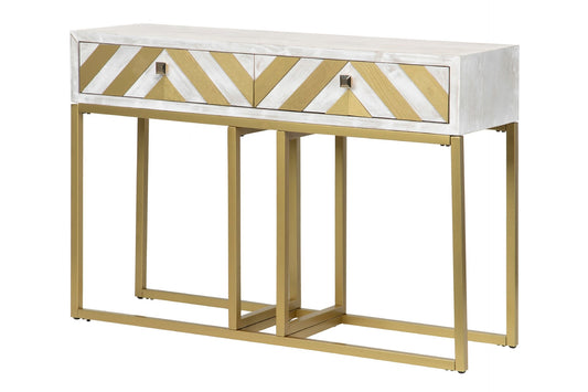 CONSOLA MADERA-METAL BLANCO-DORADO 120x35x81 CM Ref. 411050