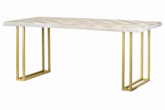 MESA COMEDOR MADERA-METAL BLAN.-DORA. 180x90x77 CM Ref. 411054