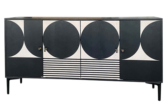 APARADOR MDF METAL NEGRO BLANCO 160x40x80 CM Ref. 418030