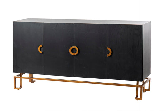 APARADOR NEGRO-DORADO MADERA-METAL 152x40x82 CM Ref. 444050