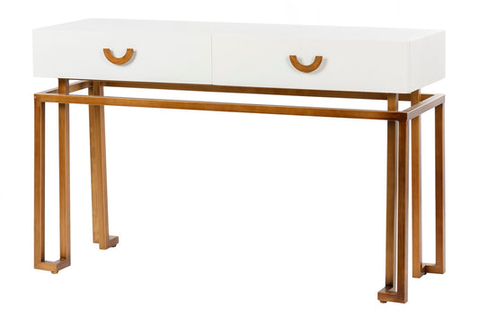 CONSOLA BLANCO-DORADO MADERA-METAL 120x35x77,3 CM Ref. 444051