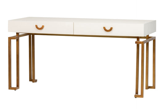 ESCRITORIO MDF-METAL BLANCO-DORADO 150x60x77,3CM Ref. 444053