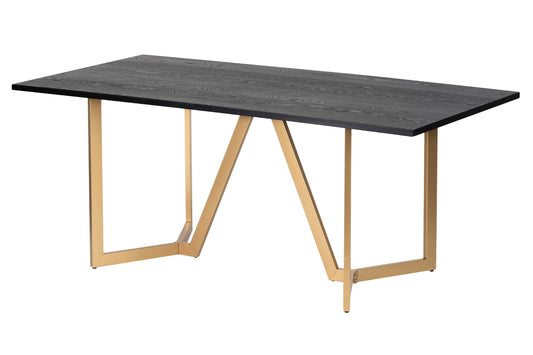 MESA COMEDOR MDF METAL NEGRA DORADA 180x90x75 CM Ref. 444060