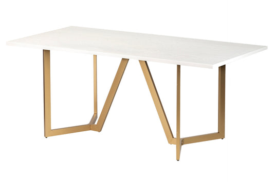 MESA COMEDOR MDF METAL BLANCA DORADA 180x90x75 CM Ref. 444061