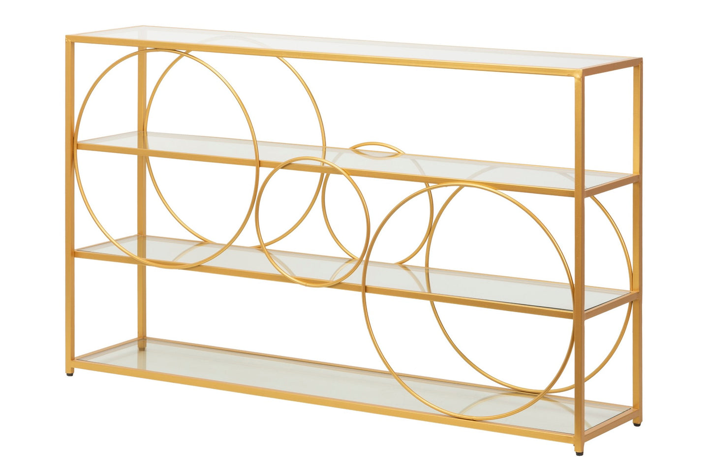 CONSOLA METAL DORADO C/ CRISTALES 130x30x80 CM Ref. 444063