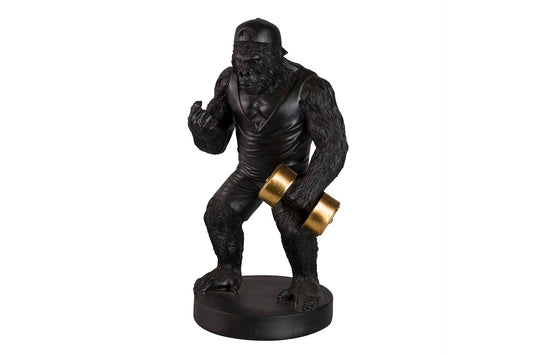 FIGURA KINGKONG PESAS RESINA NEGRA 16x13x27 CM Ref. 567601