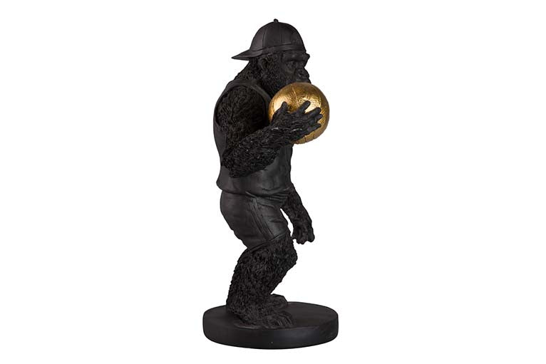 FIGURA KINGKONG BASKET RESINA NEGRA 23x15x34 CM Ref. 567602