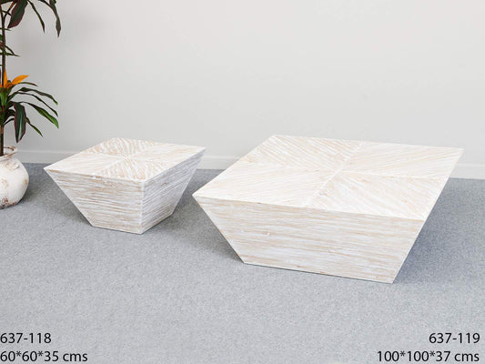 Mesa centro Moher blanca/natural 100*100*37 cms Referencia: 637-119