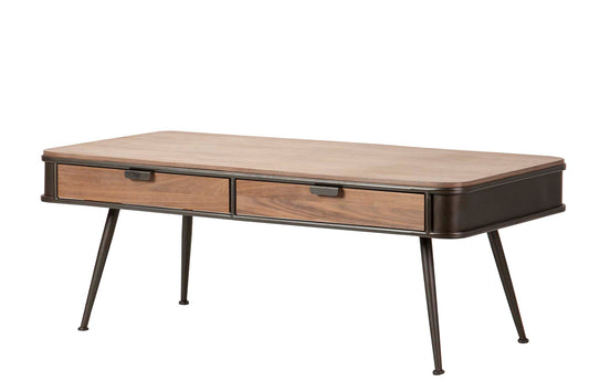 MESA CENTRO MADERA METAL MARRON NEGRO 140x71x54 CM Ref. 665023