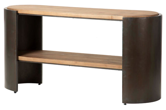 CONSOLA MADERA METAL MARRON NEGRO 119x38x61 CM Ref. 665033