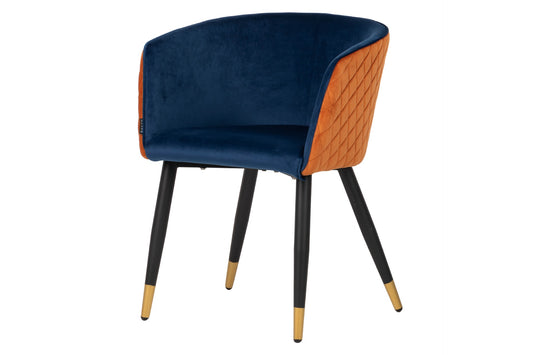 SILLA CON TIRADOR VELVET AZUL NARANJA 55x57x76 CM Ref. 703064