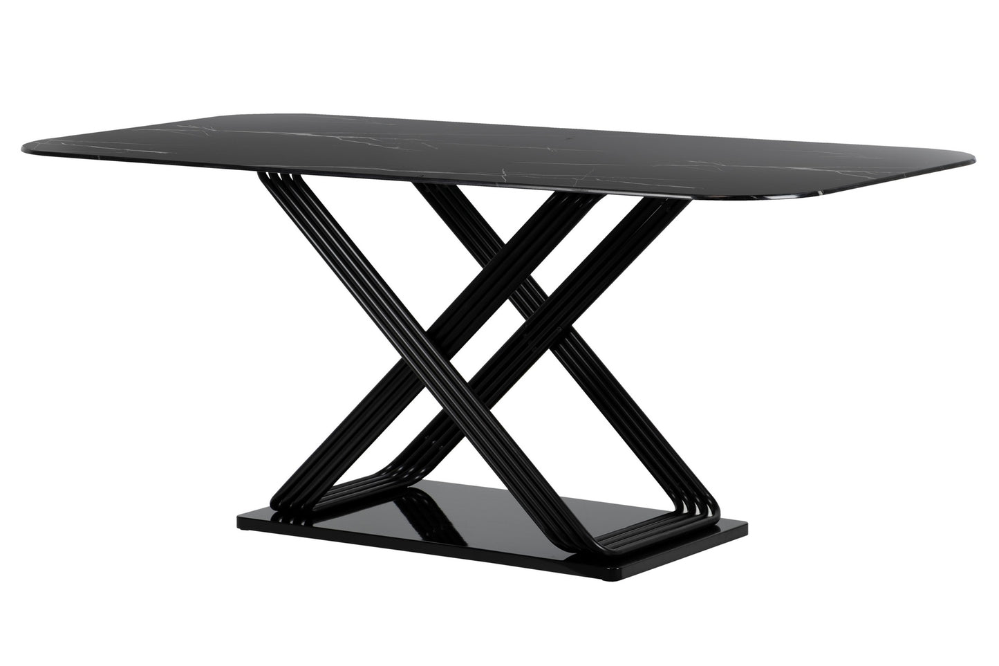 MESA COMEDOR METAL-CRISTAL NEGRO 180X90X75 CM Ref. 703095