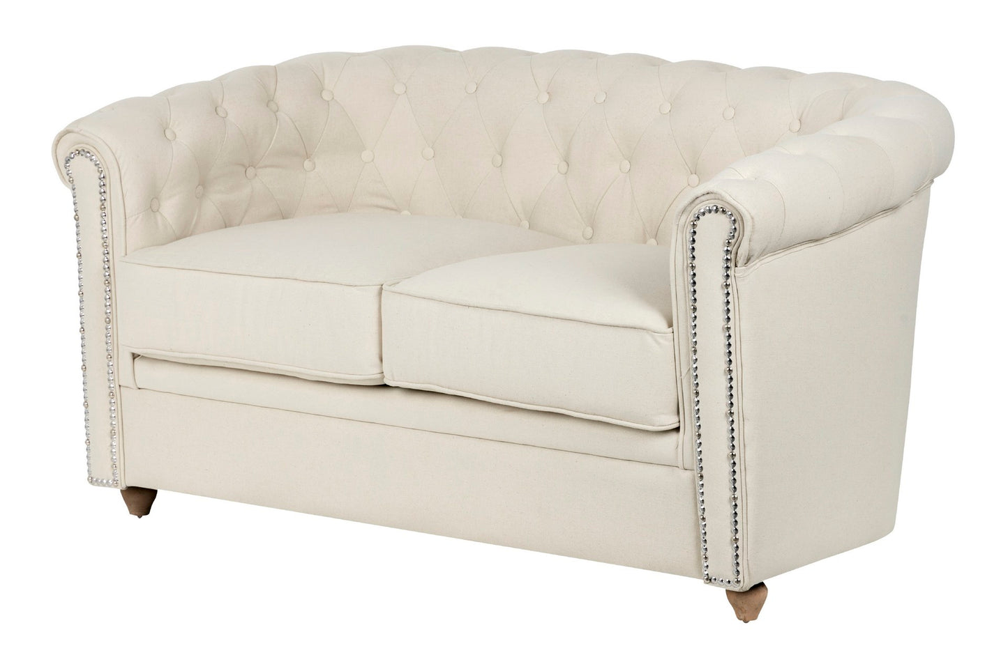 SOFA LINO BEIGE CAPITONE TACHUELAS 130x80x70 CM Ref. 800027