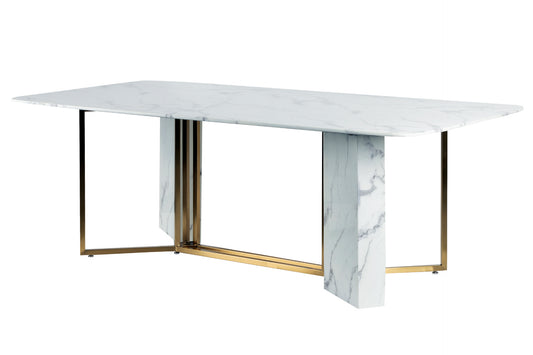 MESA COMEDOR INOX / MARMOL NYNGAN 200x100x78 CM Ref. 908046