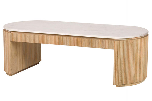 MESA CENTRO MADERA MANGO MARMOL TYLA 140x70x45 CM Ref. 949040