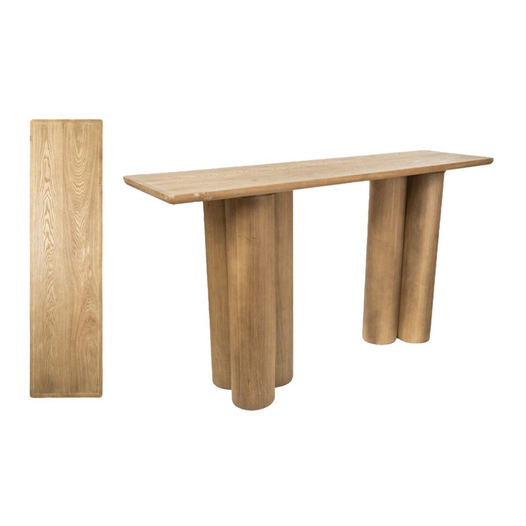 CONSOLA PATAS CILINDROS MADERA CAOBA Referencia: 8-65 150x40x81 cms